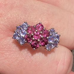 Tanzanite & Rhodolite Garnet Ring 925 Size 7 