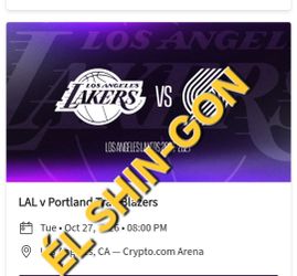 Lakers vs. Blazers 4 Tickets 10/27/26 Section 321 Row 6   $100 Each