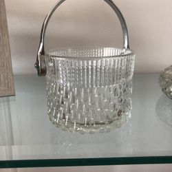 Vintage Pressed Ice Bucket With Handle