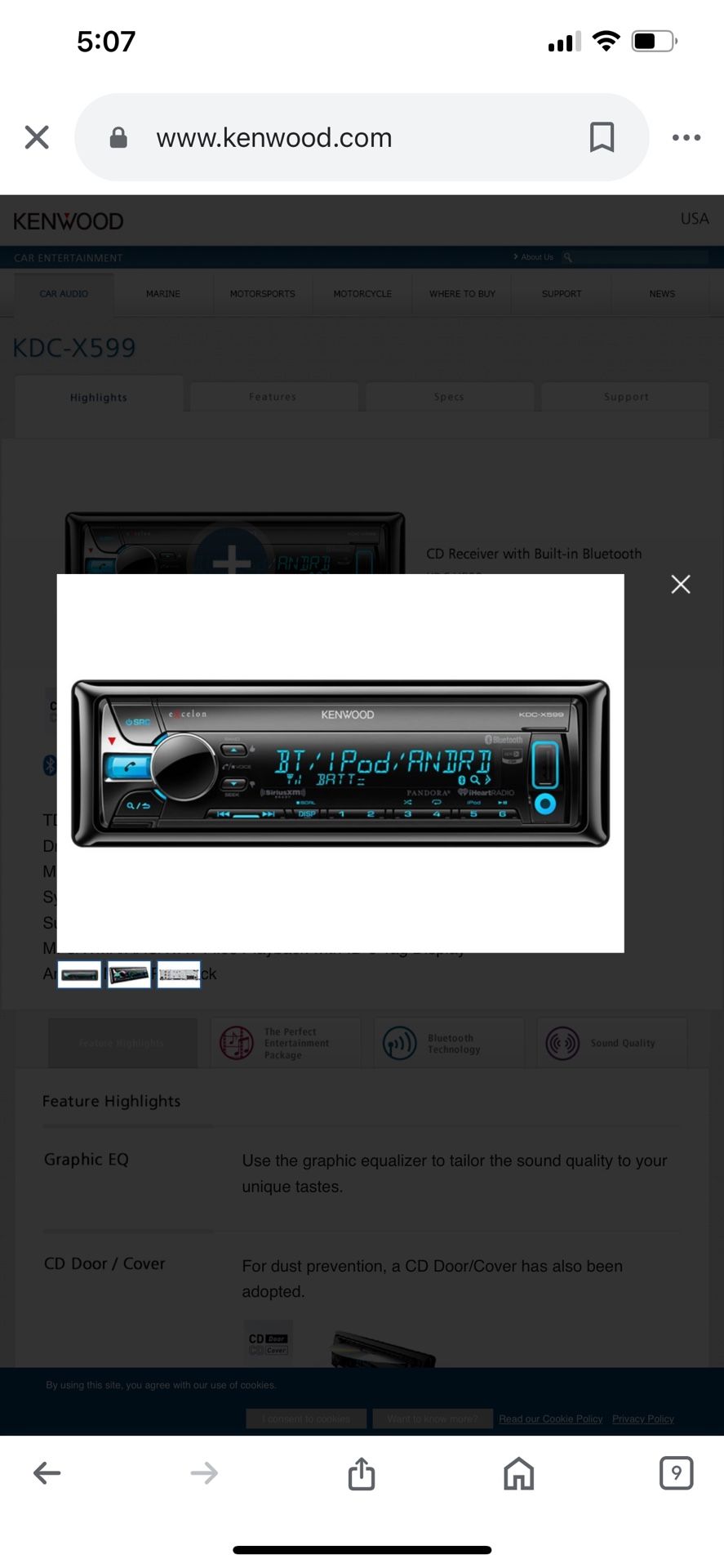 Kenwood Kdc-x599