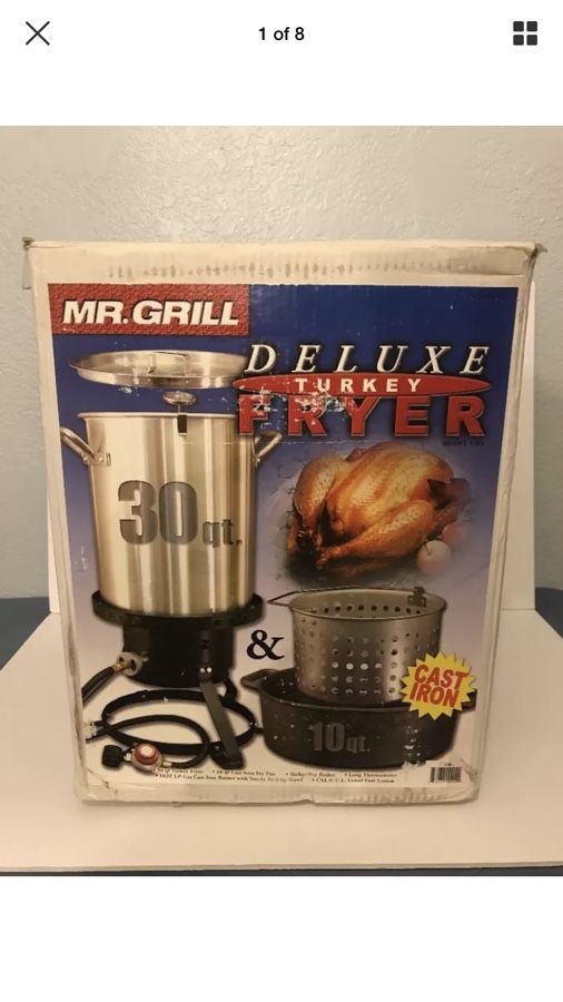 Mr Grill 30 Qt Aluminum & Cast Iron Deluxe Turkey Fryer Model 203 NIB NEW