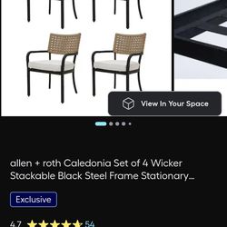 Allen +Roth Caledonia Outdoor Set of 4 Wicker Stationary Chairs