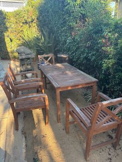 Outdoor Wood Patio Table and Chairs Set