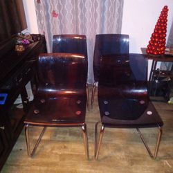 4 Ikea Blue Acrylic Dining Chairs transparent