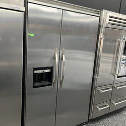 Built In Side By Side Viking 48” Refrigerator Stainless Steel 