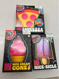 Schylling Needoh Squeezza Pizza nice cream and nice-sicle bundle