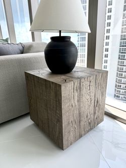 Restoration Hardware Reclaimed Oak Plinth Cube Side Table- 2 available