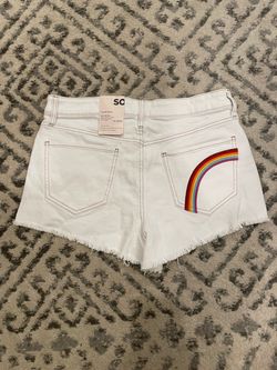 White Distressed Denim Cut-Off Shorts - Super Highrise 15/32W
