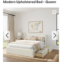 Modern Upholstered Bed with Storage— Queen