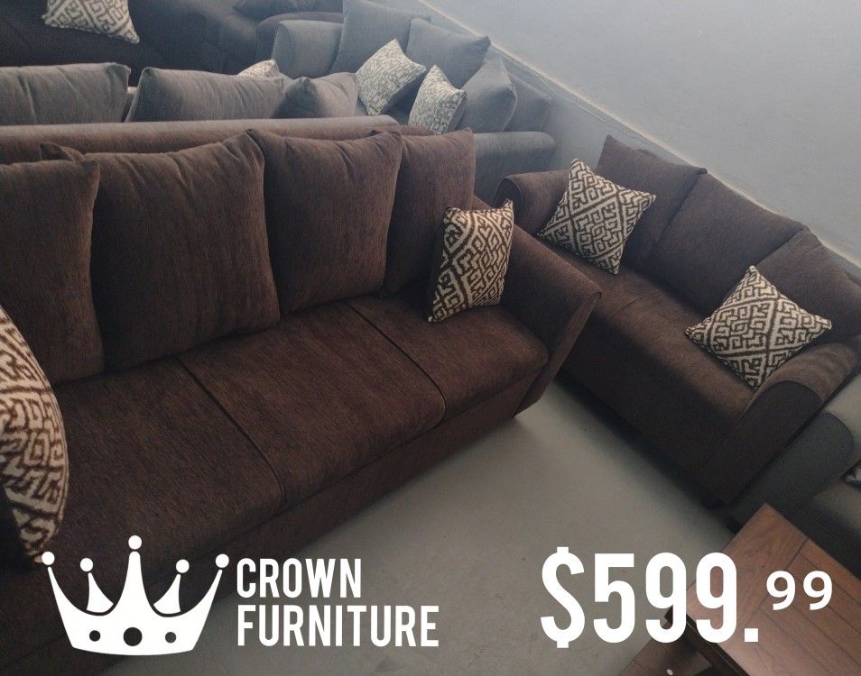 2pcs. Brown Sofa Set