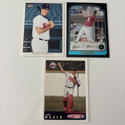 3 -  JOE MAUER Rookie Baseball Cards Twins RC Hall of Fame 2024