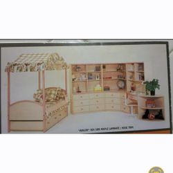 Twin Toddler Bed, Drawers, Desk, Book Shelves, & Chair