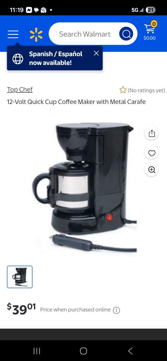 RoadPro 12v 16oz Coffee Maker