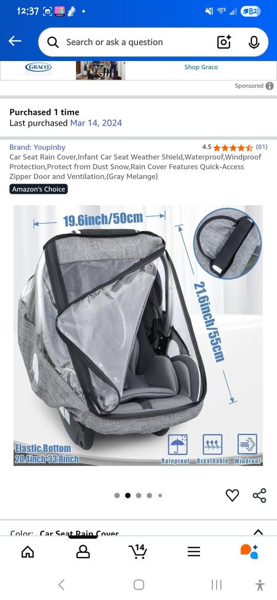 Waterproof/Windproof Carseat Cover 