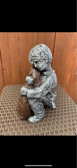 Boy Hugging Dog Garden Statue