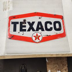 Texaco Oil Gas Station Company Steel Metal Sign 
