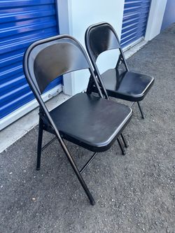 Black Metal Folding Chairs – Set of 2