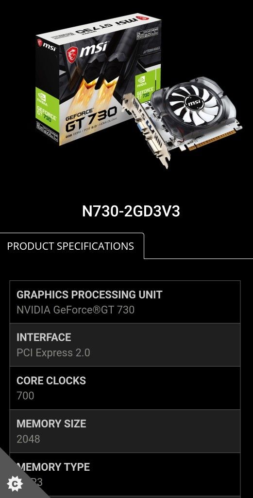 MSI GT730 Videocard