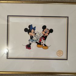 Official Disney Vintage Serigraph: Minnie Loves Mickey with COA