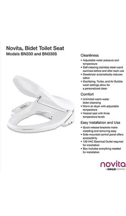 Kohler Bn330-N0 Novita Electric Bidet Toliet Seat, Elongated