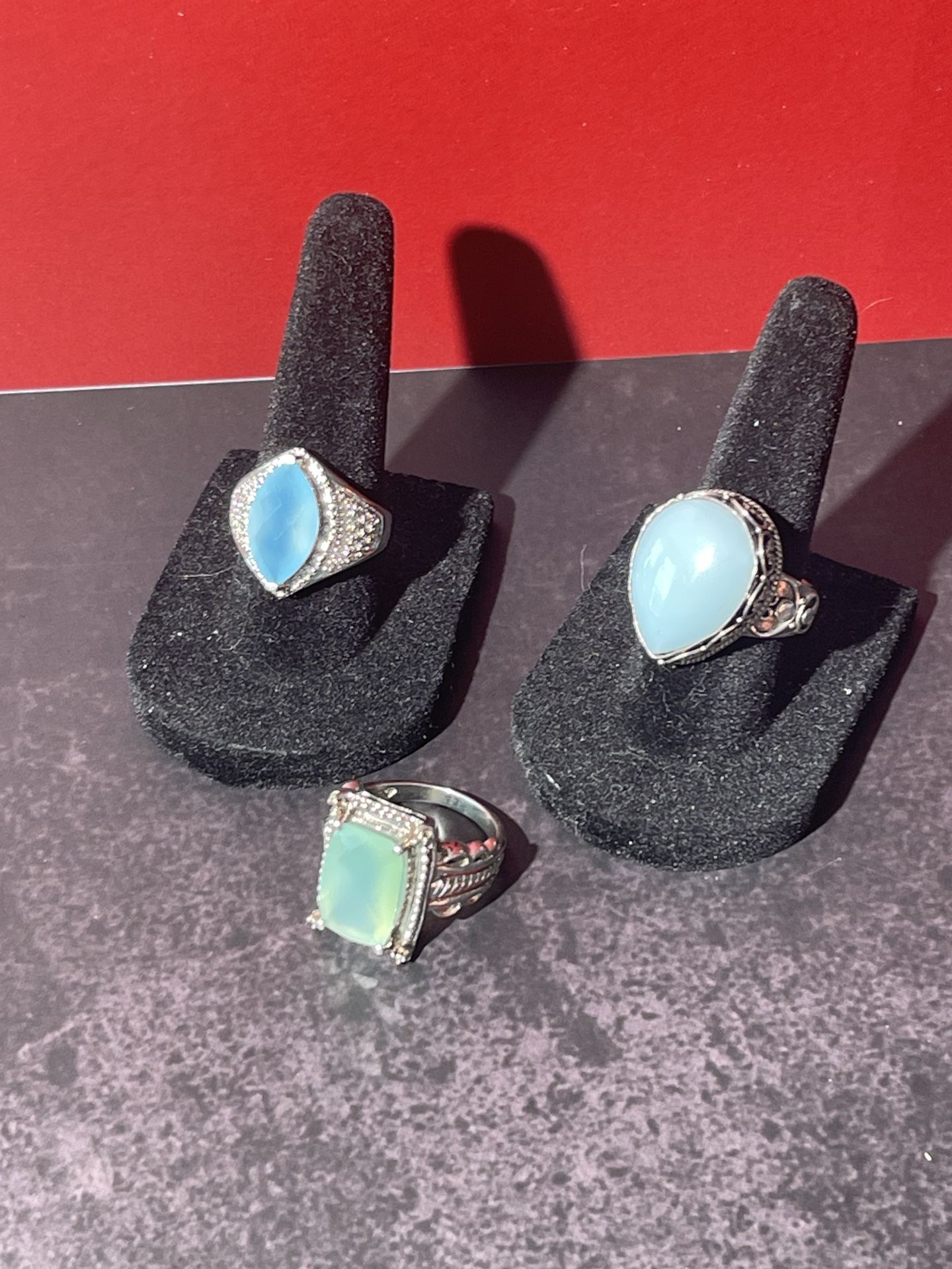 Sterling Silver Rings with Aqua Gemstones – .925