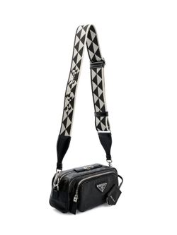 Prada Nappa Antique Leather Multi-Pocket Shoulder Bag From the Runway - Black