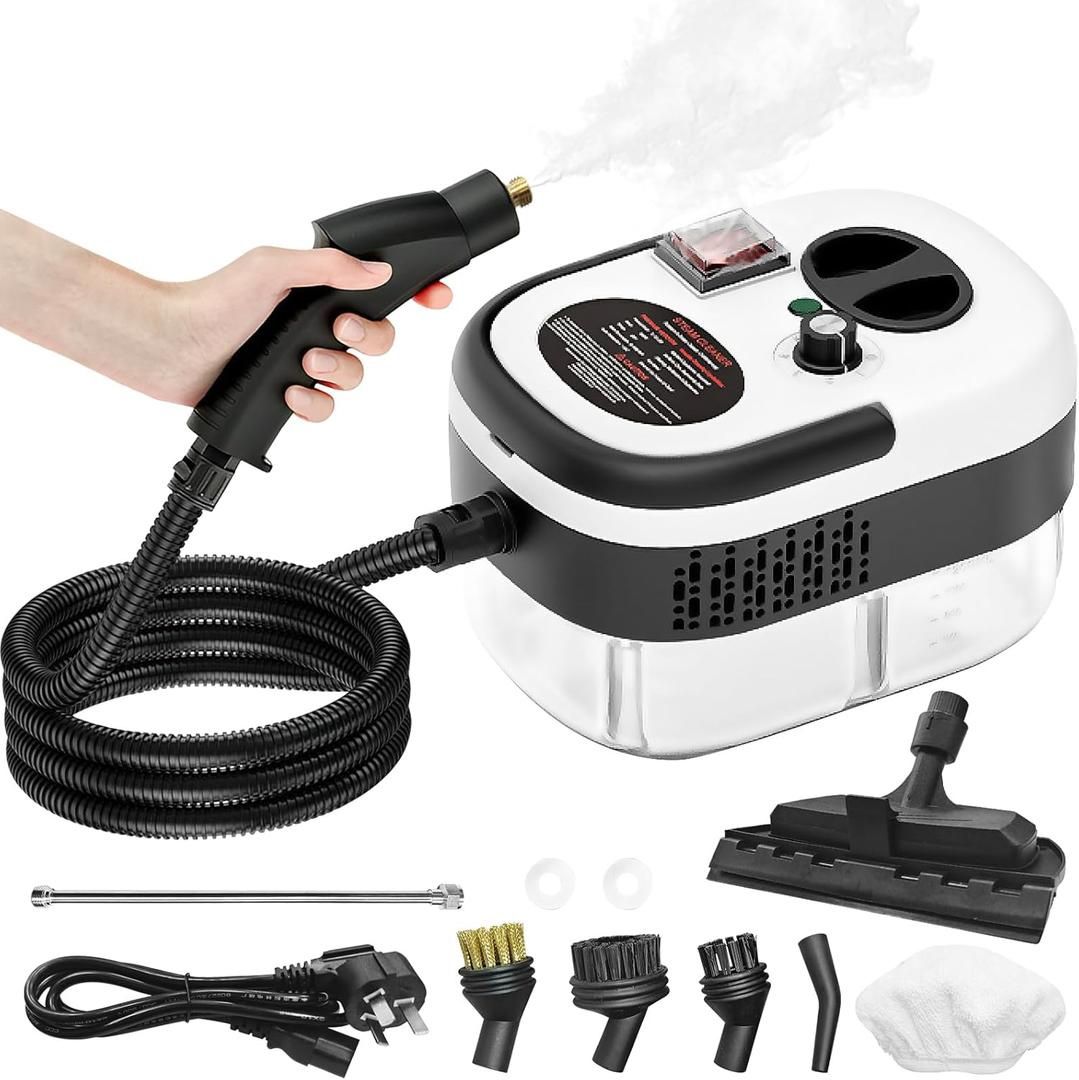 Handheld Steam Cleaner, Steamer for Cleaning, 2500W Pressurized Steam Cleaner with 1.2L Water Tank and 6 Attachments, Portable Steamer Cleaner for Hom