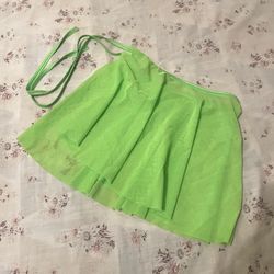 Green Mesh High Waist Cover-up Skirt for Music Festival Rave