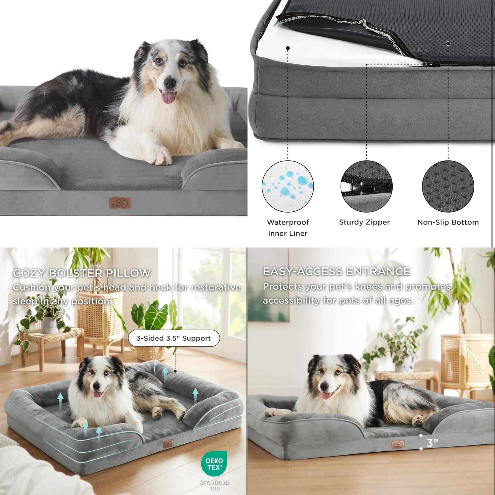 Orthopedic Dog Bed for Extra Large Dogs - XL Washable Dog Sofa Beds Large, Supportive Foam Pet Couch Bed with Removable Washable Cover, Waterproof Lin