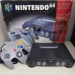 Nintendo 64 in box. Connections, controller and 1 game included. Asking $250. Additional games and accessories available, message for prices 