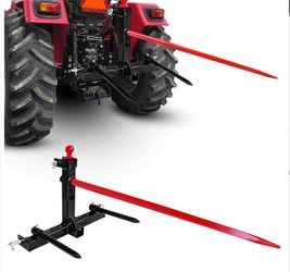 3 Point Trailer Hitch Quick Attach Bale Spear with 2" Receivers, 49” Hay Bale Spear and 2 x 17” Stabilizer Spears 3000lbs Capacity with 1-7/8'' Traile
