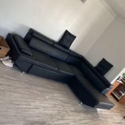 Black L-shaped couch