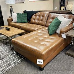 Brown Leather Raf Sectional, Seccional, Couch/ Delivery Available/Financing Options/