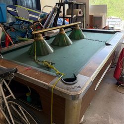 Pool Table and Lamps