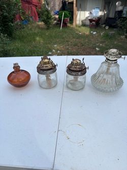 Vintage Oil / Kerosene Lamp Lot – Glass Lamps & Burners