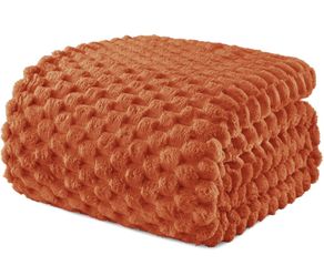 Mezcla Soft Cozy Plush Fleece Queen All Season Blanket. Burnt Orange - 90x90 Inches