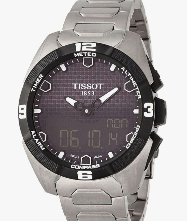 Tissot Men's T-Touch Expert Solar Analog-Digital Display Swiss Quartz Silver Watch

