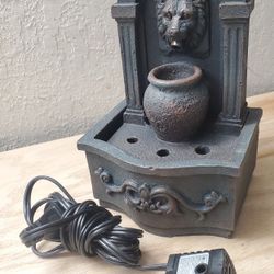 Pure Garden Lion Head Tabletop Water Fountain 8.5" Indoor Waterfall 