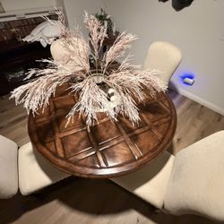 Round Antique Wood Dining Table 