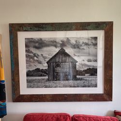 Large Photograph With Hardwood Frame
