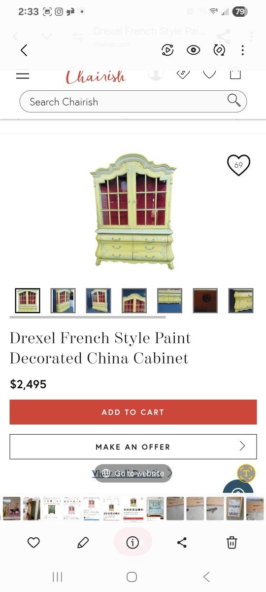 French Style Paint China Cabinet