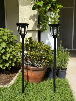 2 Solar Garden Post Lights –Brand New 35” Elegant Outdoor Lanterns