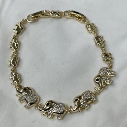Beautiful Woman, Cz Stones Elephants Links  Bracelet 