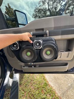F150/F250 door speaker pods with speakers and tweeters