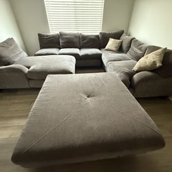 Grey 3 Piece  Couch W/ Ottoman