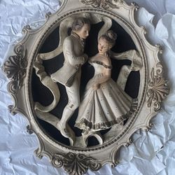 Vintage 3D Wall Plaque – Victorian Couple Dance Scene