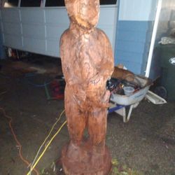 6 Foot Chain Saw Carved And Rod Burned Bear (Redwood)