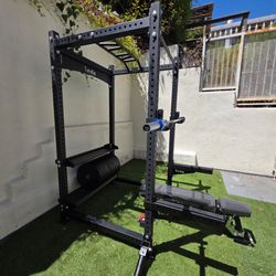 New Vesta Pr3000 Squat Rack | 230lbs Bumper plates | Adjustable Bench | Barbell | Plus Attachments Seen | FREE DELIVERY 🚚