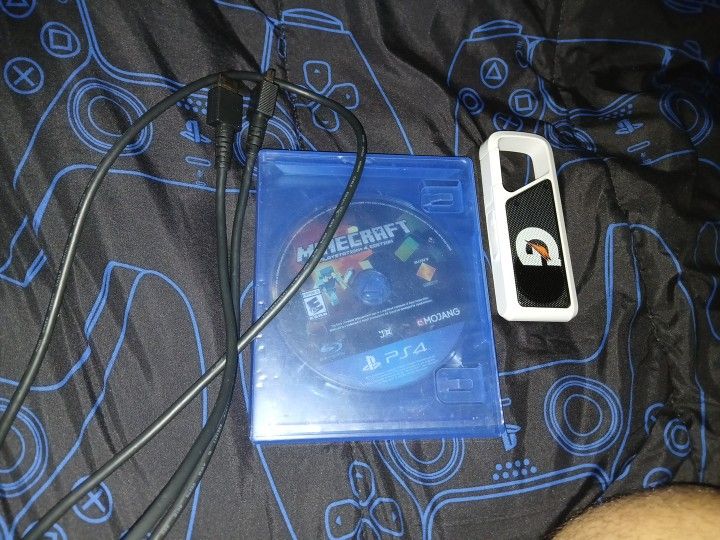 Hdmi Cord, Minecraft Playstation, And Audio Speaker