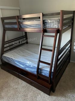 Twin Full Expresso Bunkbed With Ortho Mattress Included